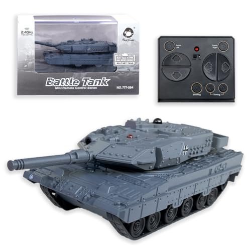 Ultimate RC Bodies Gray 2.4GHz Mini RC Tank Toy with LED Rotating Turret for Kids