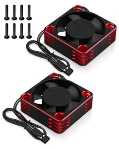 2PCS ESC Motor Cooling Fans Compatible with 1/10 Scale RC Truck Brushless Motor 35mm 21000RPM Aluminum Cooling Fan for 3650 3660 540 550 Motors Black Red