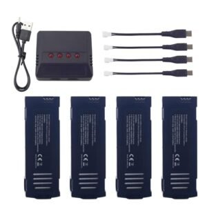 Fytoo 4PCS 3.7V 500mah Lipo Battery with 4 in 1 Charger Compatible with Cheerson CX 10 Mini RC Quadcopter