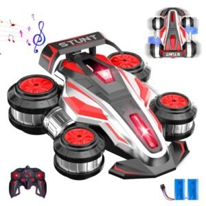 KJWEJOYRC Remote Controlled Drift Stunt Car with RC Drift Wheels and Tires 2.4G 4WD Light and Music 360 Degree Rotation Suspended Car for Kids Aged 5 12