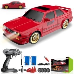 1 16 Scale RC Tires Drift Car 2.4Ghz 30KM H High Speed 4WD RTR Racing Car with LED Lights and 2 Rechargeable Batteries for Adults Kids
