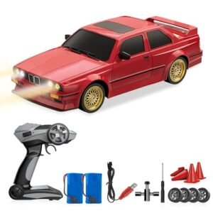 XSpeed Custom RC Tires 2.4GHz 1:16 Scale 4WD High Speed Remote Control Drift Car with LED Lights and Rechargeable Batteries