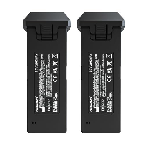 TEEROK T18S 2200mAh 3.7V RC Drone Lithium Battery 2PCS High Capacity Quadcopter Spare Battery Black