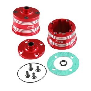 GTBRacing CNC Aluminum Gearbox Differential Housing Set for 1/5 Scale RC Sprint Car LOSI DBXL DBXLE and MTXL Upgrade Parts 2pcs Set Red