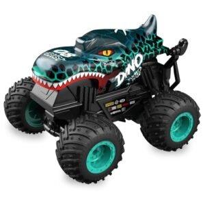 DDIOYIUR Duramax RC Truck 1 20 Scale 2 4GHz Remote Control Cyan Dinosaur Monster Toy Car with Music Light and 2 Rechargeable Batteries for Kids Ages 3 and Up