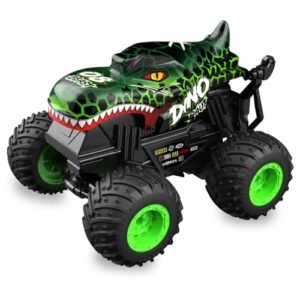 DDIOYIUR Eachine RC Truck 1 20 Scale Green Dinosaur Monster Toy with 2 4GHz Remote 2 Rechargeable Batteries Music Light for Kids Ages 3 Plus