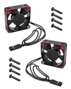 2 Pack 35mm RC Motor Cooling Fan 21000RPM 8.4V ESC Heatsink Compatible with 1/8 Scale RC Car Bodies and 3650 3660 540 550 Brushless Motors Black Red