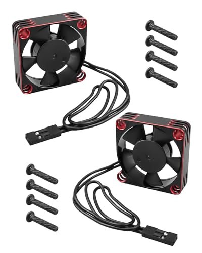 2 Pack 35mm RC Motor Cooling Fan 21000RPM 8.4V ESC Heatsink Compatible with 1/8 Scale RC Car Bodies and 3650 3660 540 550 Brushless Motors Black Red