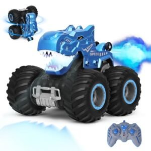 Kyanio RC Monster Trucks Fast Remote Control Cars for Boys Age 4-7 8 9 10 11 12+ Year Old - Kids Mechanical Dinosaur Toy Stunt Car With Upgraded All-Terrain Wheels & Lights & Spray, Best Birthday Gift