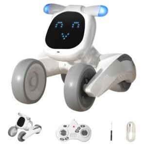 RiskOrb Remote Control Robot Dog for Kids, LED Emo Pet Toy, Voice & Touch Interactive Control, Intelligent Programmable, Sing Dance Walk Puppy, Record, Boys/Girls Toys for Ages 5-13