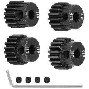 Sioenl 48P Pinion Gear Set 16T 17T 18T 19T Hardened Chrome Steel Transmission Gears for Matco RC Truck 1/8 1/10 Scale Models