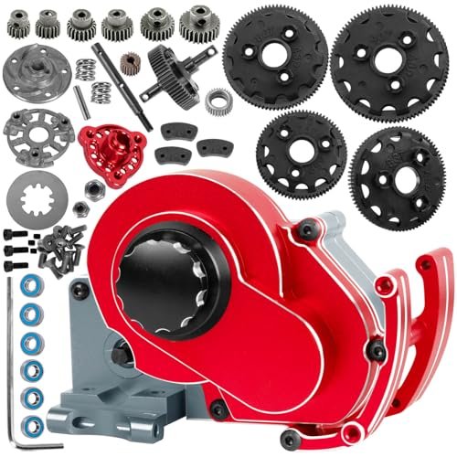 BRCatWPark Best Nitro Fuel for RC Transmission Case Gearbox with Spur Gear Upgrades for 1/10 Slash Stampede Bandit Rustler 2WD VXL Red Titanium