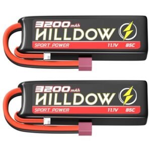 Hilldow 11.1V 3S Lipo Battery 3200mAh RC Battery Softcase with Deans T Connector for RC Airplane Helicopter RC Car Truck Boat UAV Drone FPV(2 PCAKS)