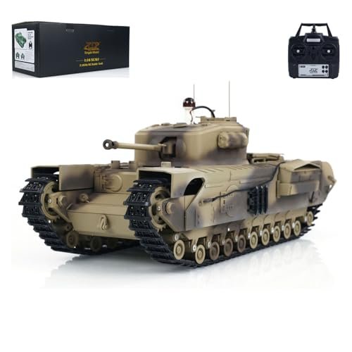 Wheelfun 1/16 TD RC Battle Tank with Realistic RC Truck Sound LED Lights and Smoke Unit Camouflage Yellow