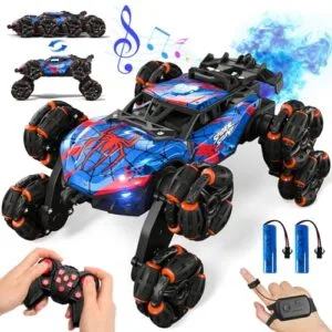 Sunrad Custom RC Drift Car 8WD Gesture Sensing Stunt Toy with Spray Light Music for Kids Age 6 13 Spider Hand Remote Control 2.4Ghz Double Sided Climbing