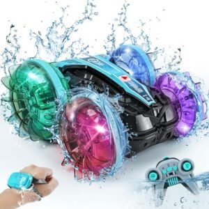 GIAT Amphibious Remote Control Car with Best RC Car Tires for Boys 6 12 Years Old 4WD RC Stunt Car Waterproof 2.4GHz with Light and Music