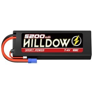Hilldow 2S Lipo Battery 5200mAh 7.4V 100C RC Battery with EC5 Connector for1/8 1/10 RC Vehicles Car Slash RC Buggy Truggy RC Airplane Drone
