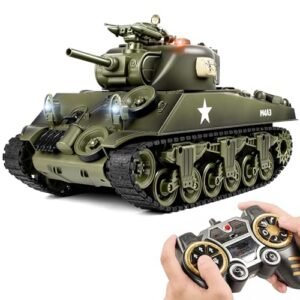 DBshoot 1 18 RC Tank Sherman M4A3 Remote Control Tank with 2.4 GHz RC Quadcopter Technology Sound Smoke BBS Water Bombs Recoil Force 15 Channel Army Toys for Adults Kids