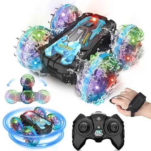 DOWELLIN Gas Powered RC Pulling Trucks 2.4GHz Remote Control Amphibious Toy for Kids 4WD Waterproof All Terrain Vehicle with Lights for Boys Girls Ages 6 12