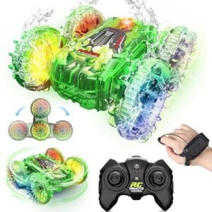 DOWELLIN Custom Built RC Semi Trucks Amphibious Remote Control Car 2.4GHz 4WD Waterproof with LED Lights for Kids Boys Girls Ages 6 7 8 9 10 11 12 Green