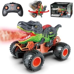 Yamaester RC Dinosaur Truck Toy for Kids with Light Sound and Spray Electric Car Toy Gift for Boys Ages 3 to 6 Years Old 008 KL1