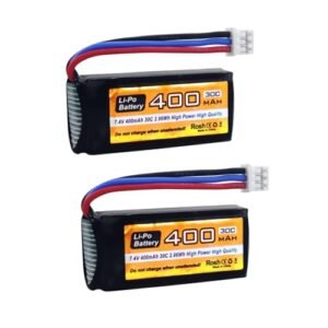 Fytoo 2PCS 7.4V 2S 400mAh 30C Lipo Battery with PH2.0-3P Plug Compatible with UMX 2S Aircraft Suitable for Glider Fixed Wing Drone Quadcopter Battery