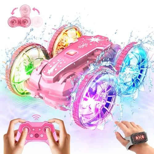 SHXYKZ Amphibious Remote Control Car Boat 2.4 GHz Radio RC Vehicle Waterproof Pool Toy with LED Lights for Kids Ages 6 12