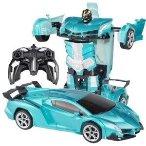 Tyco RC 6.0 V Jet Turbo Remote Control Transformable Car Robot Toy for Kids Ages 4 5 6 7 8 with 2.4GHz Remote and Flashing Lights Sapphire Blue