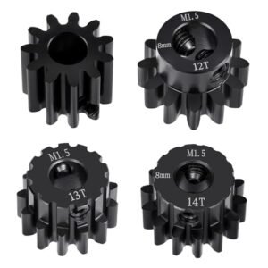 BRKRC 4pcs Pinion Gears M1.5 8mm Shaft Hole 11T 12T 13T 14T Steel Motor Gear Set for RC Cars Compatible with YL RC Oil Uses