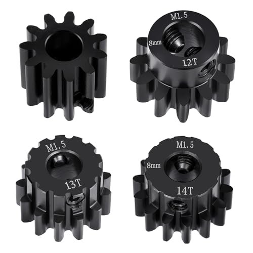 BRKRC 4pcs Pinion Gears M1.5 8mm Shaft Hole 11T 12T 13T 14T Steel Motor Gear Set for RC Cars Compatible with YL RC Oil Uses