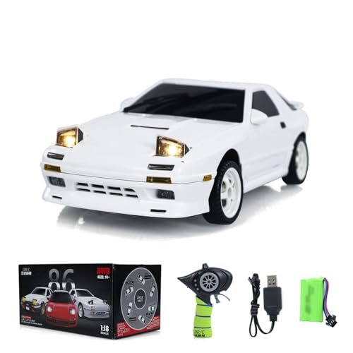Wheelfun LDRC 1 18 Rx7 RC Racing Car with RC Plane Trimming Guide RWD Gyroscope Wireless Control Drift Vehicles LD1802 Light System Motor Servo ESC White