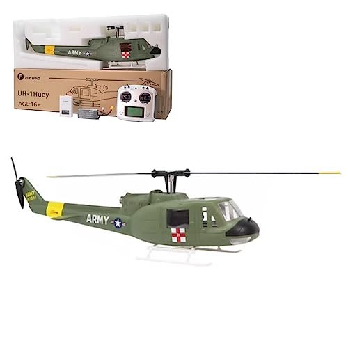 Goekhyrani FLYWING UH1-V4 Huey 470-Class Remote Control Helicopter, RC Military Helicopter 2.4G 6CH Stunt RC Fighter Aircraft Model,Gift for Adults Beginners-RTF Version/Mode 1