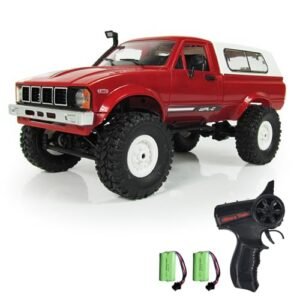 GoolRC WPL C24 1/16 Scale 4WD All Terrain Off Road RC Car Crawler Truck with LED Light 2 Batteries for Adults Perfect for Off Road RC Car Tracks Near Me Red
