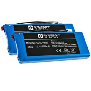 Synergy Digital Remote Control Batteries, Compatible with DJI Phantom 4 Pro Remote Controlle Remote Control, (Li-Pol, 7.4V, 6000mAh), Pack Includes: 2 x SDRC-P8635 Batteries