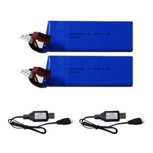 Skymaker WLtoys 7.4V 2200mAh 2S RC Car Battery, 25C Max to 50C Rechargeable Lipo Battery with T Connector for Most 1/14 1/12 1/15 Scale RC Car Boat with USB (2 Pack)