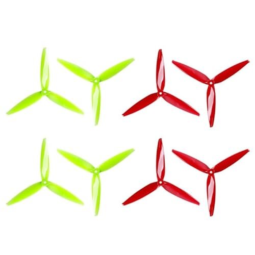 GEMFAN 8pcs Freestyle 7040 3 Blade Propellers 7 Inch Props CW CCW for RC FPV Drone Quadcopter Fluorescent Yellow Red Strictly RC Hobbies