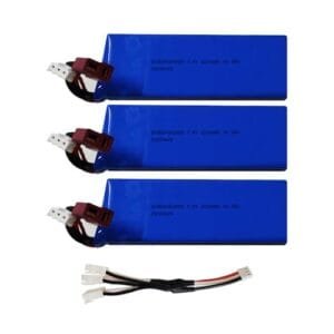 Skymaker WLtoys 7.4V 2200mAh 2S RC Car Battery, 25C Max to 50C Rechargeable Lipo Battery with T Connector for Most 1/14 1/12 1/10 Scale RC Car Boat with 3in1 Cable (3 Pack)