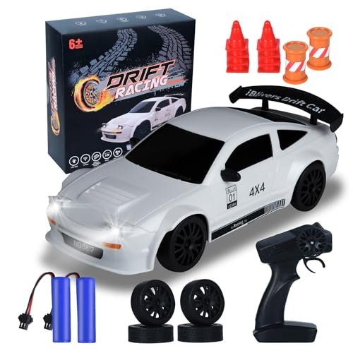 iBlivers Mini RC Drift Car GT RX7 RC 1 24 Scale 4WD High Speed Remote Control Toy for Boys Kids White