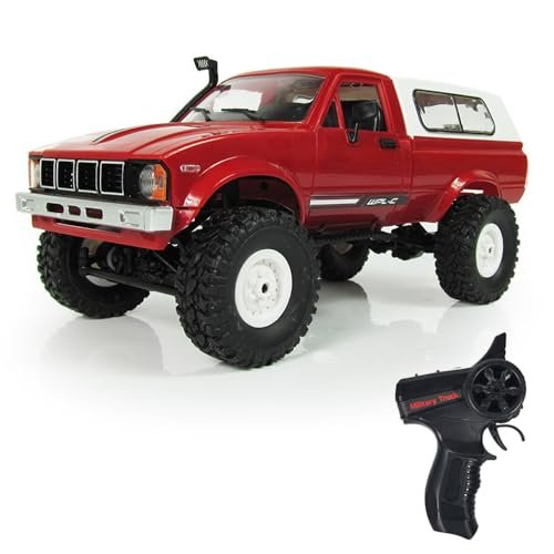 GoolRC WPL C24 1/16 Scale 4WD Off Road RC Track Design Crawler Remote Control Truck with LED Lights for Adults Red