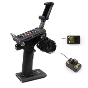 Flysky Noble NB4 Pro+ Radio Transmitter for Radio Shack RC Boats 2.4GHz 18CH AFHDS 3 with 3.5 Inch IPS Touch Screen and 2 Receivers FGR4B FGR8B