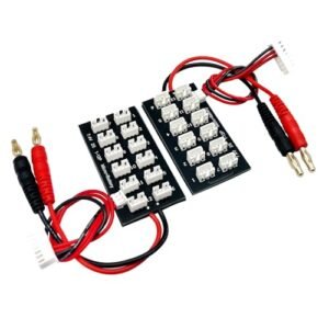 2Pcs 2S 7.4V LiPo Parallel Charging Board with JST PH2.0 3 Pin and 4.0mm Banana Plug for Imax B6 SCX24 Batteries