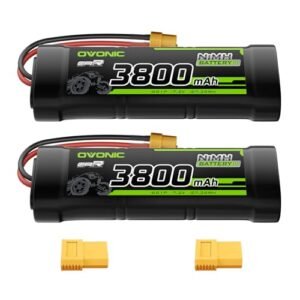 OVONIC 7.2V 3800mAh NiMH 6 Cell RC Battery with XT60 and TRA Connector for Flat Spin RC Plane
