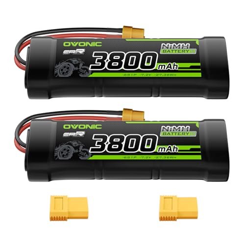 OVONIC 7.2V 3800mAh NiMH 6 Cell RC Battery with XT60 and TRA Connector for Flat Spin RC Plane
