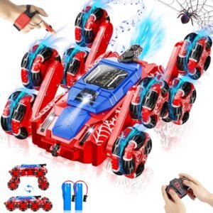 Ancitoy Spider Remote Control Cars Toys, 8WD Off Road Stunt Car with Gesture Sensing, Drift RC Car with LED Light, Music and Spray, Toys Gifts for 6 7 8-12 Years Old Boys Girls (Red)