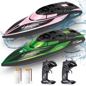 Yamaester FT011 RC Boat Battery Powered 2 Pack Remote Control Boats for Kids with LED Lights Rechargeable Pool Lake Toys