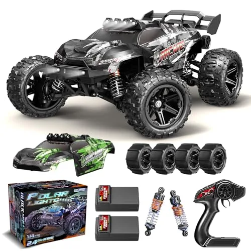 X TMAGA 1/14 Scale All Terrain RC Cars for Snow Adults Boys HS14323 Max Fast 40 Plus KPH 4WD Off Road RC Truck Waterproof Remote Control Car with 2 Rechargeable Batteries