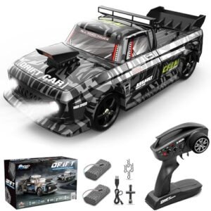 Hylukon Remote Control Drift Car, 1:12 Scale 4WD Rechargeable RC Car 30KM/H High-Speed Racing Vehicle with LED Lights 2 Batteries Gifts for Boys Girls Kids, Camouflage Black