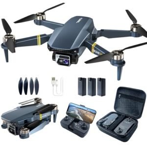 Brushless Super Endurance Foldable Drone with Camera for Beginners 60+ min Flight Time WiFi FPV Quadcopter with 120 Wide Angle 4K HD Camera Brushless Motor Auto Hover Follow Me 3 Batteries