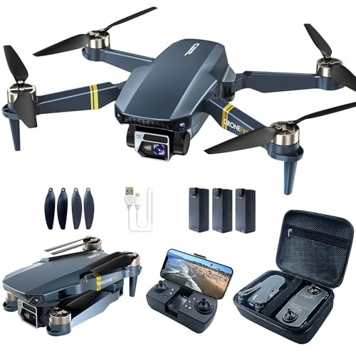 Brushless Super Endurance Foldable Drone with Camera for Beginners 60+ min Flight Time WiFi FPV Quadcopter with 120 Wide Angle 4K HD Camera Brushless Motor Auto Hover Follow Me 3 Batteries