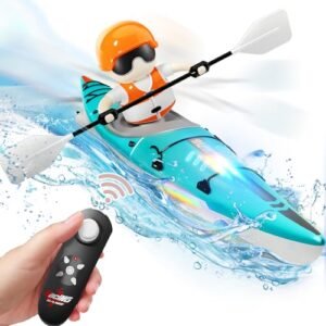 iPlay iLearn Kids Remote Control RC Paddle Boat Toy with Light for Outdoor Pool Lake Bathtub Fun Birthday Gift for Boys Girls Ages 4 5 6 7 8 9 10 12 Blue